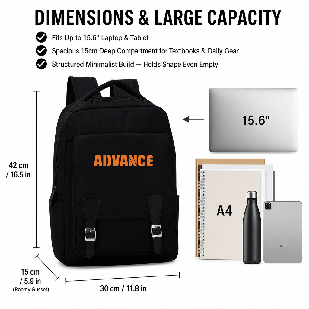 Advance Custom Fashion Simple Leisure High School Students Backpack Large Capacity Water-Resistant 15.6 Inch Computer Backpack