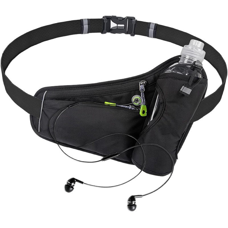 Multi-functional Nylon Running Belt Waist Pack for Unisex Portable Waterproof Sports Waist Pouch with Water Bottle Holder